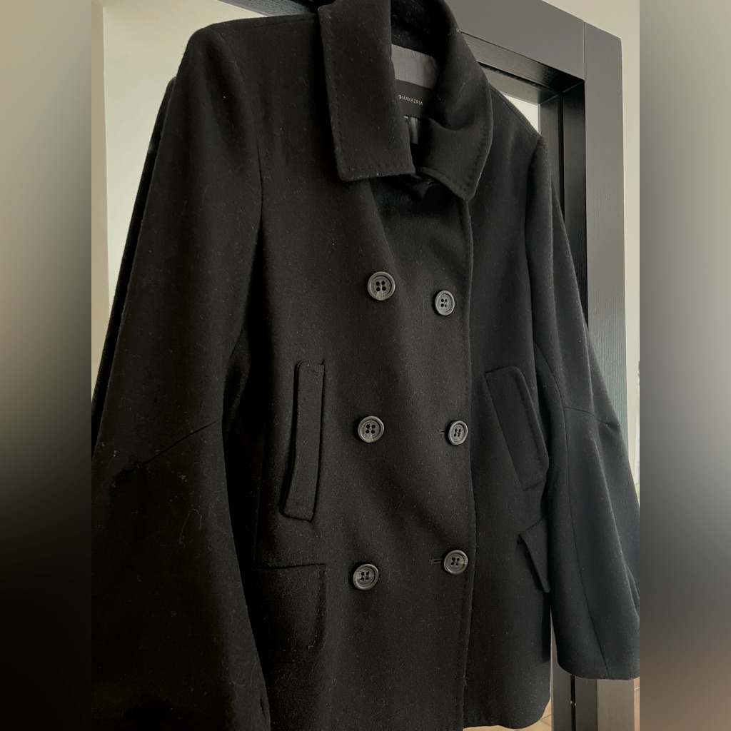 Bcbg Maxazria Peacoat, Black Color, Size L, Wool